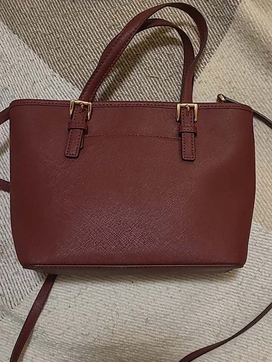 Michael Kors Burgundy Saffiano Leather Satchel with Gold Hardware - Picture 2 of 9